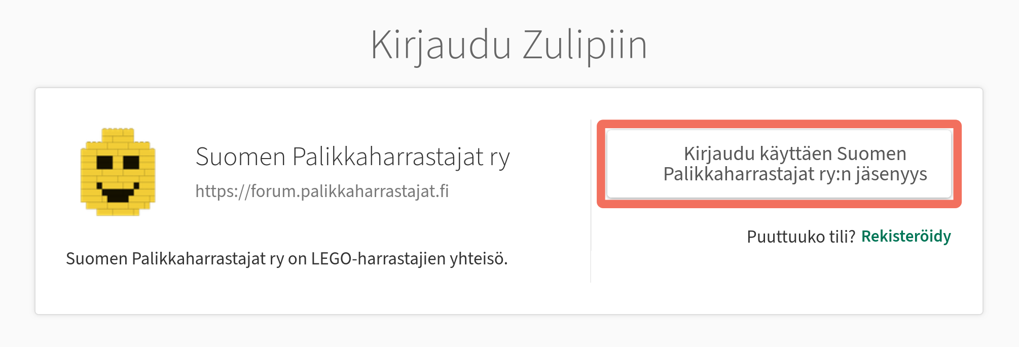 Keskustelualueen kirjautumispainike