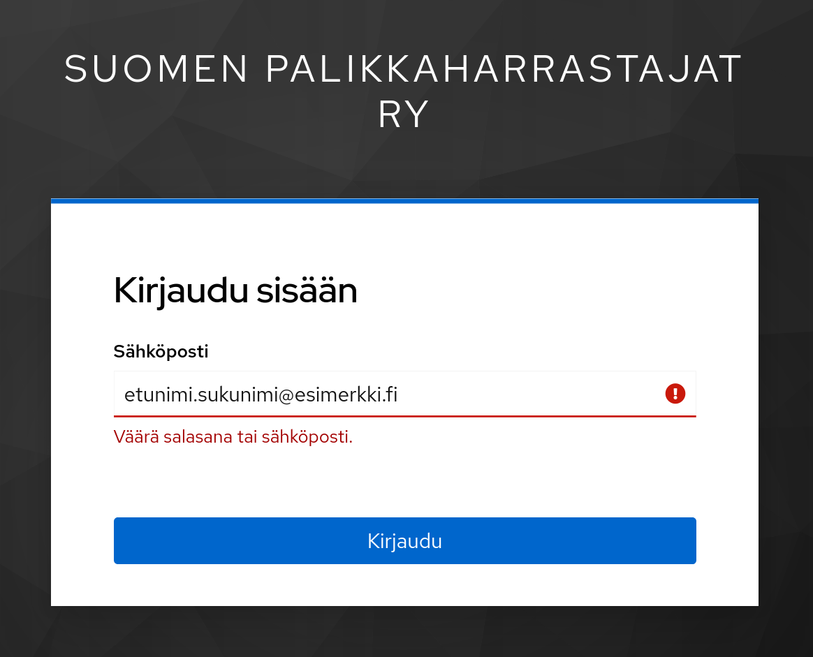 Tunnistamaton sähköpostiosoite