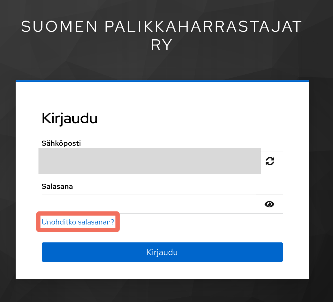 Unohtunut tai puuttuva salasana