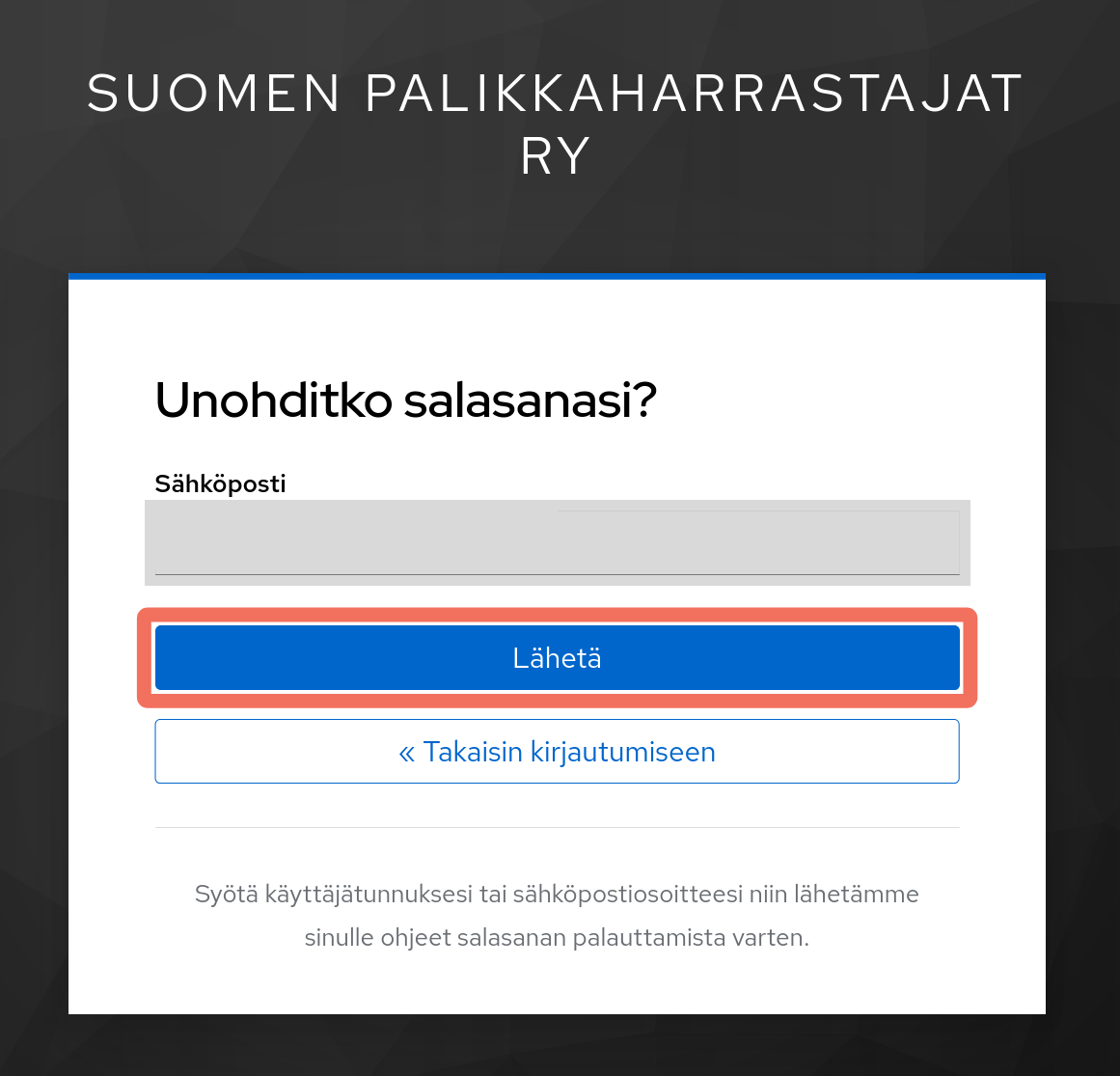 Salasananvaihtolinkin tilaaminen